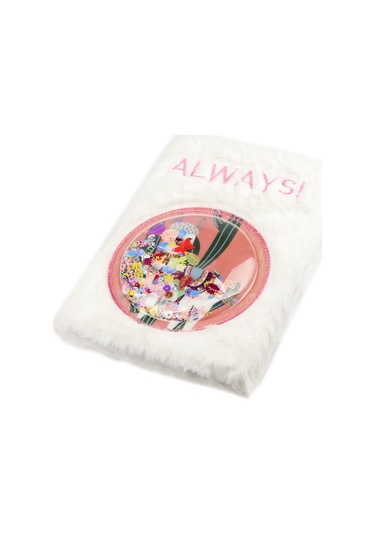 Studi Peluş Defter - Lama Desen / Beyaz