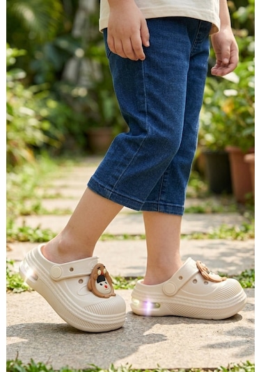 Walkway Ekru Eva Hafif Esnek Unisex Çocuk Sabo Terlik 2316 B-p