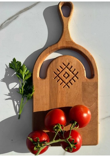 Ahşap Saplı İşlemeli Kesme Tahtası 38x16 Cm Ahşap