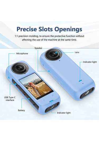 Insta360 X4 Kılıf İçin Puluz Tam Vücut Silikonu Mavi