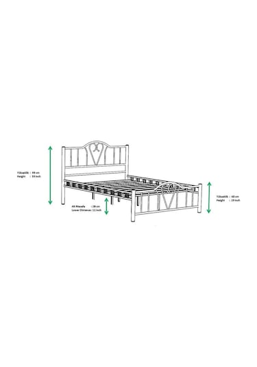 Argimo Orkide Çift Kişilik Ferforje Metal Karyola 140 x 200 Bordo