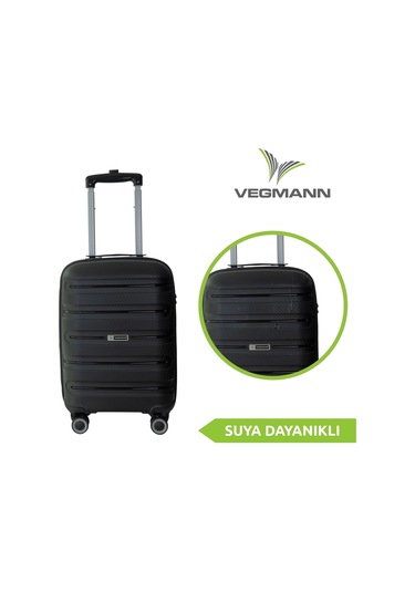 Vegmann Polipropilen Pp Atlas Siyah Kabin Boy Valiz Siyah