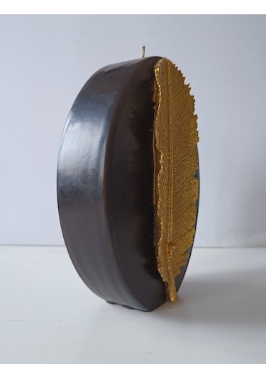 Kuş Tüyü Kabartmalı Oval Mum 23x15x5 Cm 1329 Gr Siyah
