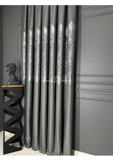 Fon Perde Pano Fonluk Nilo Desen - Antrasit-gri Çok Renkli