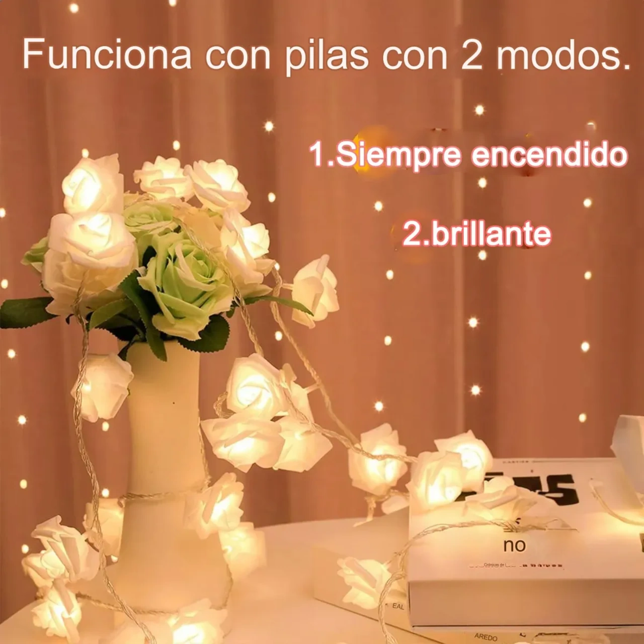 Yuntech01 3m 20 Led Gül Dekoratif Işık Zinciri - Plastik, Pembe+beyaz - Nikah, Sevgililer Günü, Partiler İçin Zevkli Aydınlatma Pembe Beyaz