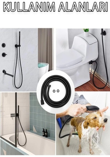 Duş Hortumu Örgülü Siyah Siyah