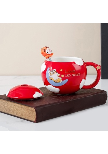 Createtech Homyl Renkli Kahve Kupa Bardaklar Kahvaltı Suyu Kırmızı Kırmızı/ Kırmızı