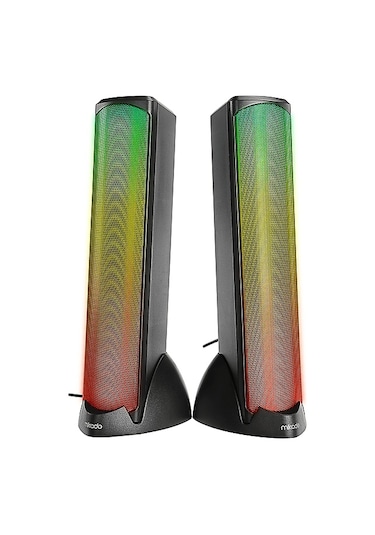 Mıkado MD-183 2.0 3W 2 Bluetooth RGB Aydınlatmalı Usb + 3.5 MM Usb 5V Hoparlör - Siyah
