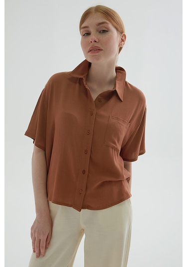 Fashion Friends Bayan Gömlek 25y0515k1 Kahve Kahve