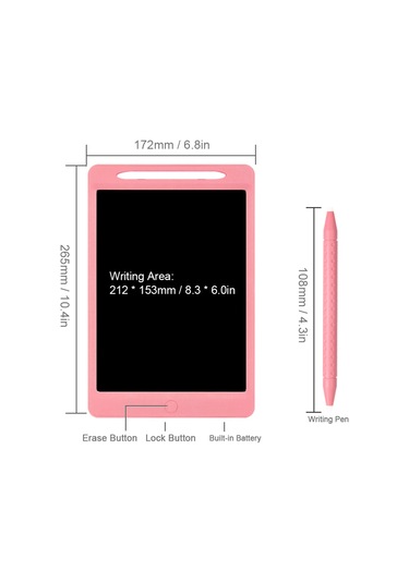 Geeksen 11,5 İnç Lcd Yazı Tahtası - Çocuklar Ve Yetişkinler İçin Göz Koruyucu Çizim Tableti, Tek Tuşla Silme Özellikli Diğer
