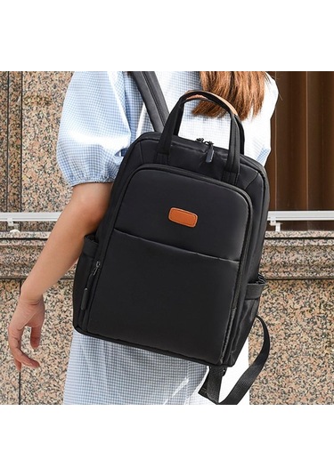 Siyah Yogodlns Trendy Yeni Oxford Sırt Çantası Kadın Büyük Kapasiteli Okul Düz Renk Gezi Seyahat Dizüstü Sırt Çantası Siyah