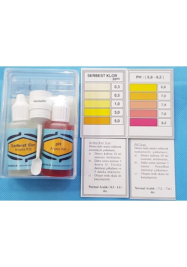 Su Test Analiz Sıvısı Ph Analiz Kiti ve Serbest Klor Test Kiti