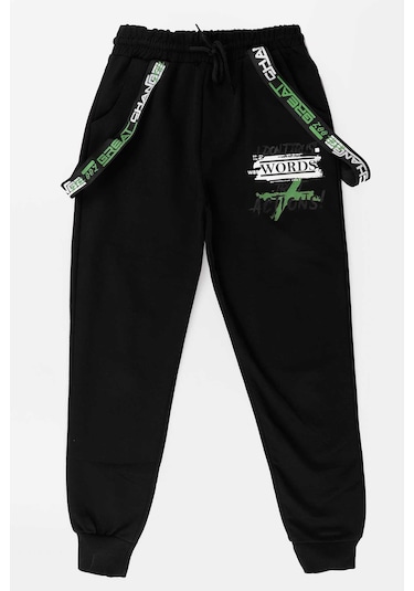 Ahengim Erkek Çocuk Works Baskılı Trend Eşofman Altı Ak2104 Siyah-yeşil Siyah - Yeşil