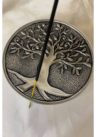 Çubuk Tütsülük İşlemeli Çelik Gümüş Hayat Ağacı Yaşam Ağacı
