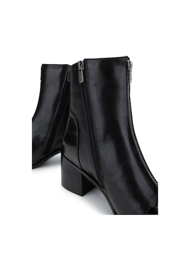 Tamer Tanca Kadın Hakiki Deri Siyah Topuklu Bot 1081 555 Bn Bot Sk24-25 Syh Dr/ptk Bsk Siyah Deri