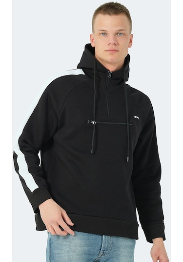 Slazenger KLEMENT IN Erkek Kapüşonlu Fermuarlı Siyah Sweatshirt