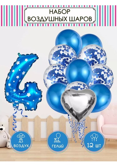 Fiolento 4 Yaşındaki Oğluna Hediye Balon Arka Parti Dekorasyonu 244692847 MAVİ