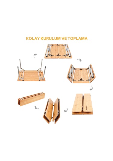 Kingcamp Bamboo M 100x65 Bambu Kamp Masası Çok Renkli