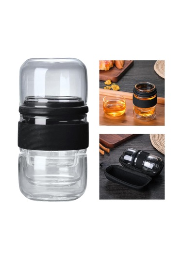 Homyl Seyahat Çay Seti Cam Ev Ofis Hediyeleri Için Siyah Siyah