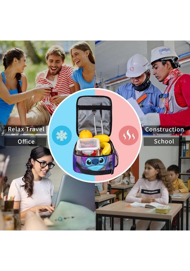 Stitch Yalıtımlı Öğle Yemeği Çantası Okul Piknik Atıştırmalık Öğle Yemeği Kutusu 11 Çok Renkli