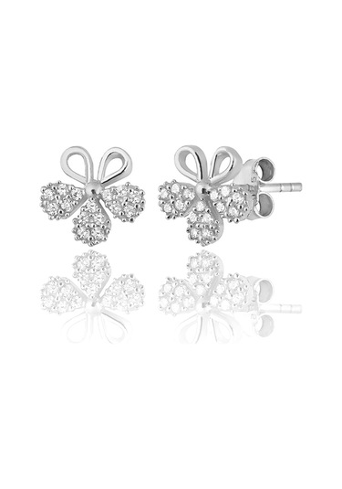 925 Ayar Gümüş Zirkon Taşlı Çiçek Modeli Küpe