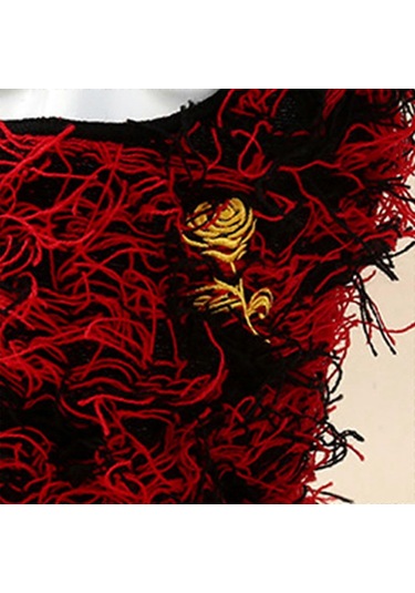 Y2k Balaclava Şapka Unisex İşlemeli Güllü Örme Şapka Sonbahar Ve Kış Pürüzlü Saçaklı Fotoğraf Aksesuarları Çok Yönlü Cadılar Bayramı Kırmızısı Diğer