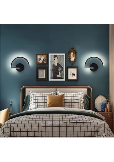 Fastbuy Siyah 3 Renkli Led Duvar Avizesi - Tv Arka Lambası - Yatak Odası Dekoru Siyah