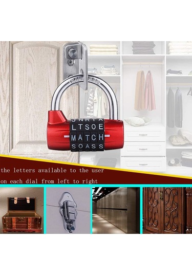 Leezsing Zink Alyüminyum 5 Harfli Kilit, 7mm Kanca Çapı, Kapı/dolap İçin, 2 Adet Paket Kırmızı/siyah/gümüş/mavi