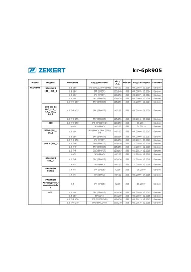 Zekkert Citroen, Peugeot İçin 6pk905 Poli V Kayışı Tahrik Kayışı 301160754