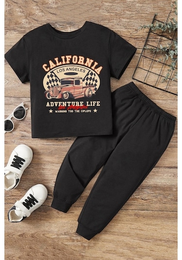 Uyguntarz Çocuk California Alt - Üst Eşofman Takımı Siyah