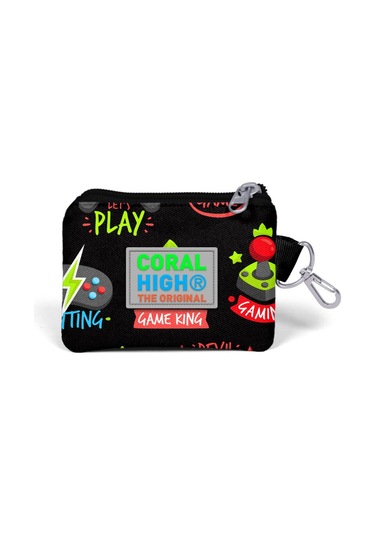 Coral High Kids Siyah Neon Sarı Game Over Desenli Bozuk Para Çantası 21828 Siyah