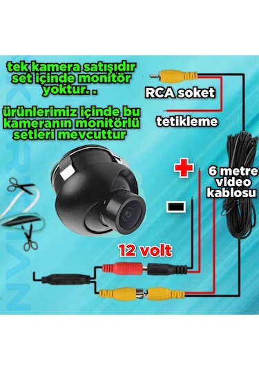 19 Mm Mini Araç Görüş Kamerası Ön Yan Veya Arka Kullanıma Uyumlu