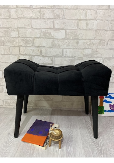 puf , siyah ,puf  ahşap  ayak çima dikiş spor modern tasarım şık