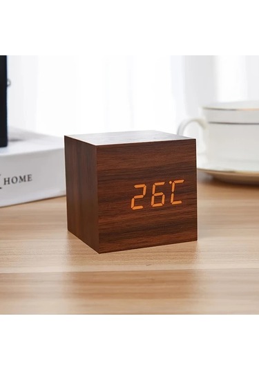 Dashanshop Ahşap 1 Adet Mini Dijital Sesle Çalışan Masa Alarm Saati 3 Alarm Ayarı Işık Usb Aaa Ahşap Rengi
