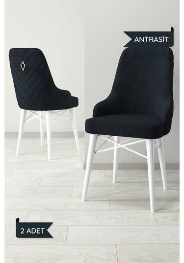 Ege Serisi,beyaz Gürgen Ayaklı 1.sınıf Babyface Kumaş Cappucino Sandalye 2 Adet Antrasit