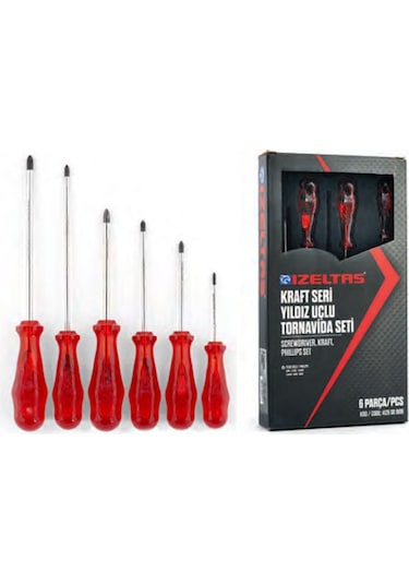 İzeltaş 4120 Kraft Seri Yıldız Uçlu Tornavida Seti 6 Parça – 4120008106