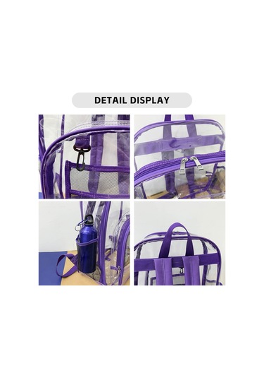 Yifomall Outdoor Kamp İçin 3'lü Set: Şeffaf Pvc Sırt Çantası, Tote Ve Clutch - Su Geçirmez, Geniş Hacimli Gri Çok Renkli