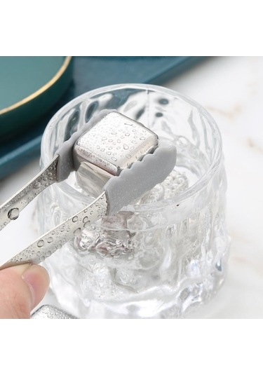 Didadodo 304 Stainless Steel Ice Cubes Food Grade Ice Trays Set For Drink Beer Vodka Paslanmaz Çelik Buz Küpleri Gıda Sınıfı Dondurulmuş Buz Tartar Seti İçecek Bira Viski Buz Küpleri Metal Buz Küpleri 8 Gümüş