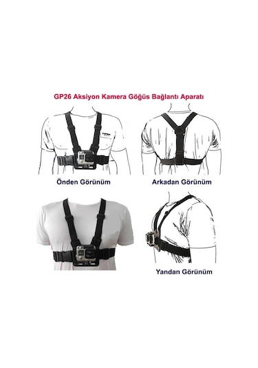 Gplus GP26 Aksiyon Kamera Uyumlu Göğüs Kemeri Siyah