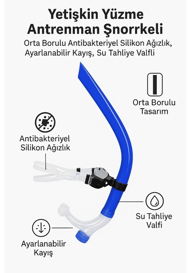 Dailytech Yetişkin Yüzme Antrenman Şnorkeli Siyah Çok Renkli