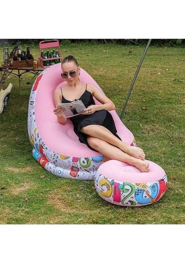 Pazly Hqgoodstore Yeni Açık Kamp Pvc Şezlong Şişme Kanepe Pembe Makaron Tasarımı Elektrikli Pompa İle Pembe Lb Pembe Pembe Pembe