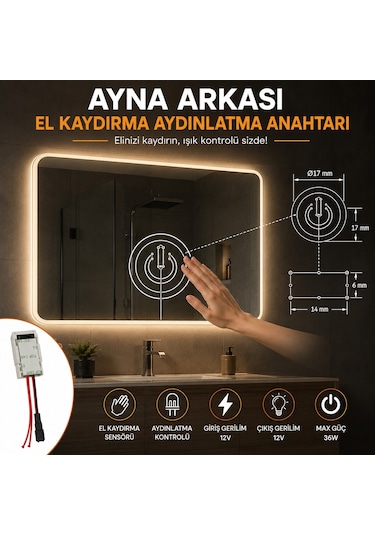 AYNA ARKASI EL KAYDIRMA 12V IŞIK ANAHTARI