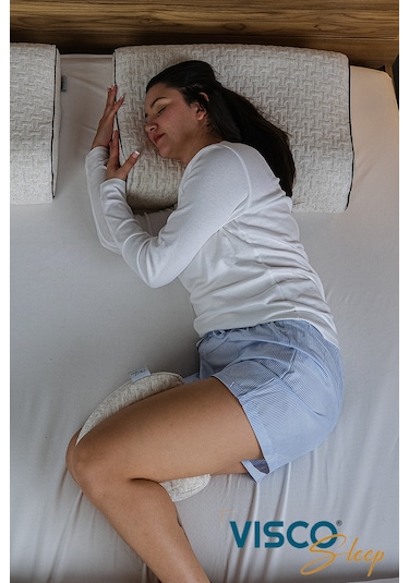 Bacak Arası Visco Yastık V Tipi Keten Kılıflı 25x23x14 Cm