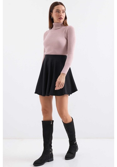 Gabria Fitilli Balıkçı Yaka Kazak Pudra