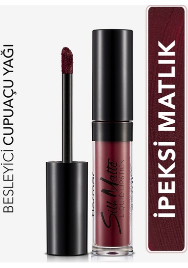 Flormar Kadife Dokulu Likit Mat Ruj - Silk Matte Liquid Lipstick - 008 DARK VIOLET - 8690604397372