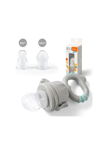 Babyono 6 Aydan Büyük Silikon Ek Gıda Nipplederi Dino 251677339 Gri