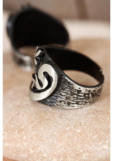 Lale Figürlü Füme Gri Renk Ayarlamalı Erkek Yüzük - Tj-ey168 Gümüş