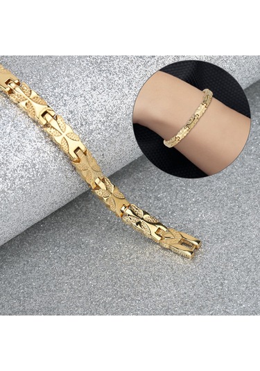 Tenfowee Stainless Steel Kadın Bileklik - Altın Renkli Çiçek Desenli, Dayanıklı Ve Renk Tutucu, Modern Stilde Günlük Kıyafetlere Uyumlu Hediyelik Gold