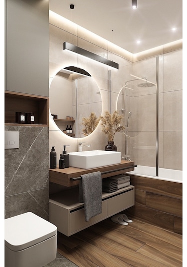 Nuun Dekor 80cm Beyaz Ledli Banyo Lavabo Ofis Kuaför Makyaj Aynası - Trafolu Beyaz