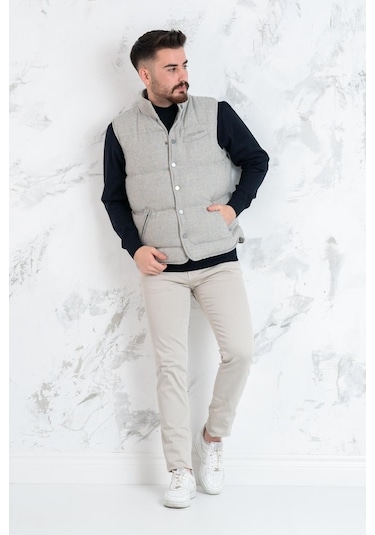 Sir Slimfit Çıtçıtlı Şişme Erkek Yelek